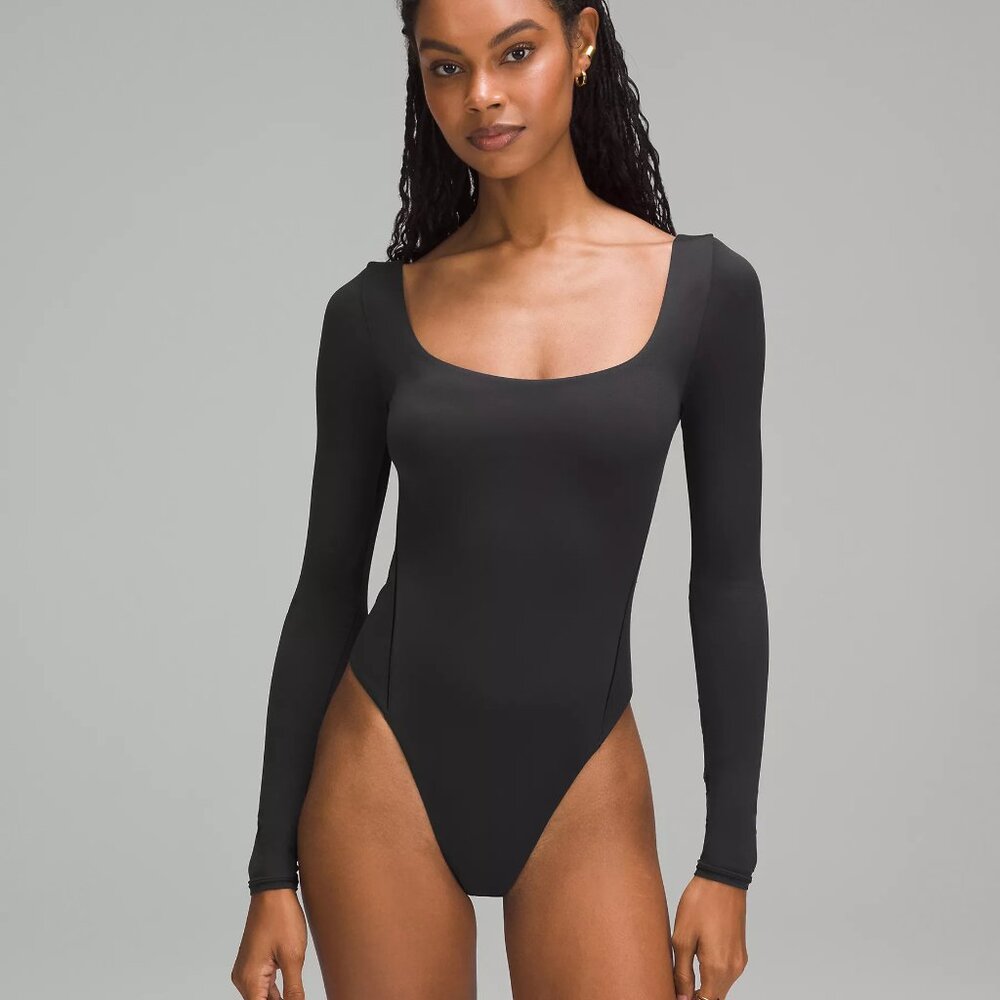 NWT lululemon Nulu Square-Neck Long-Sleeve Bodysuit Black - Sz Large